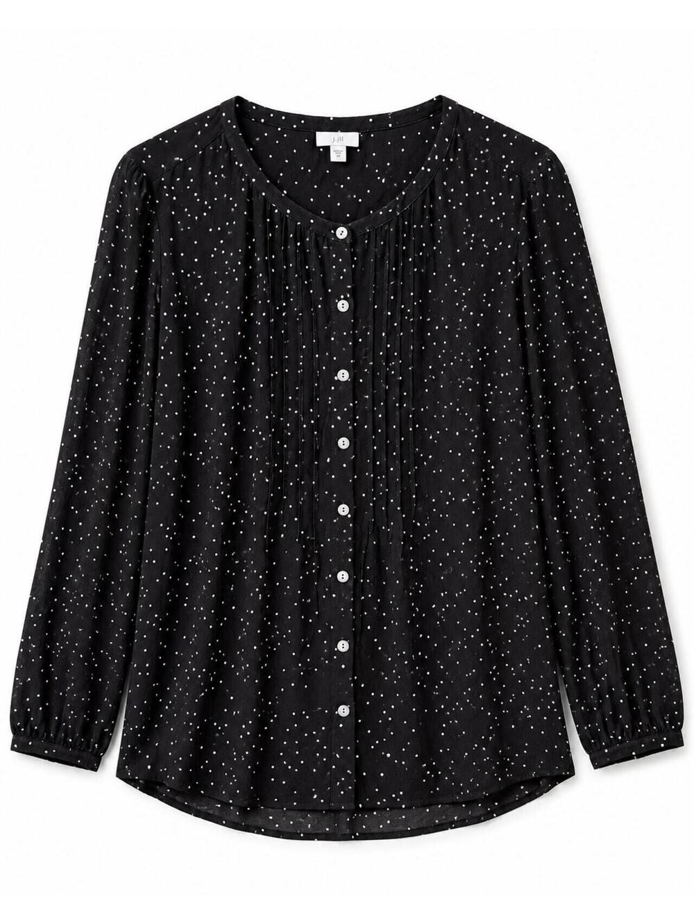 J. Jill Black Sheer Flowy Button Front Tunic with White Accents Women's Size XL
